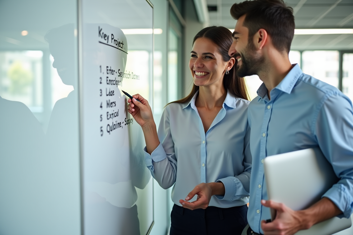 Deux collègues discutant près d