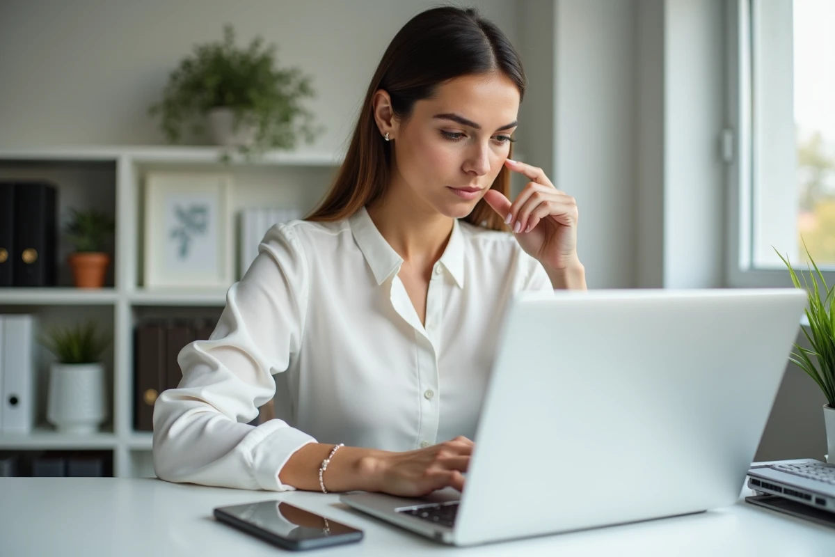 Femme recherchant comment contacter le service client France Télécom en ligne pour accélérer l'envoi d'un technicien