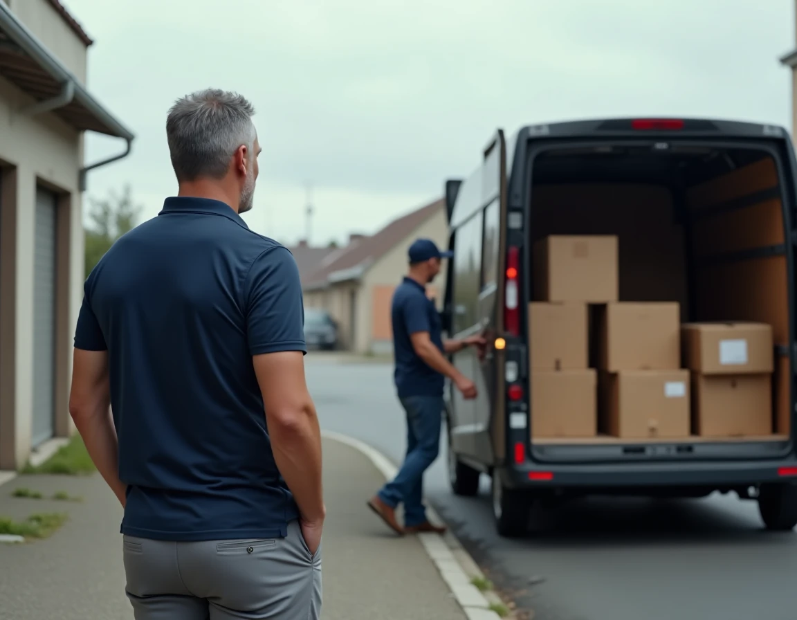 Enlèvement de colis UPS devant une entreprise dans la zone industrielle de Corbeil-Essonnes