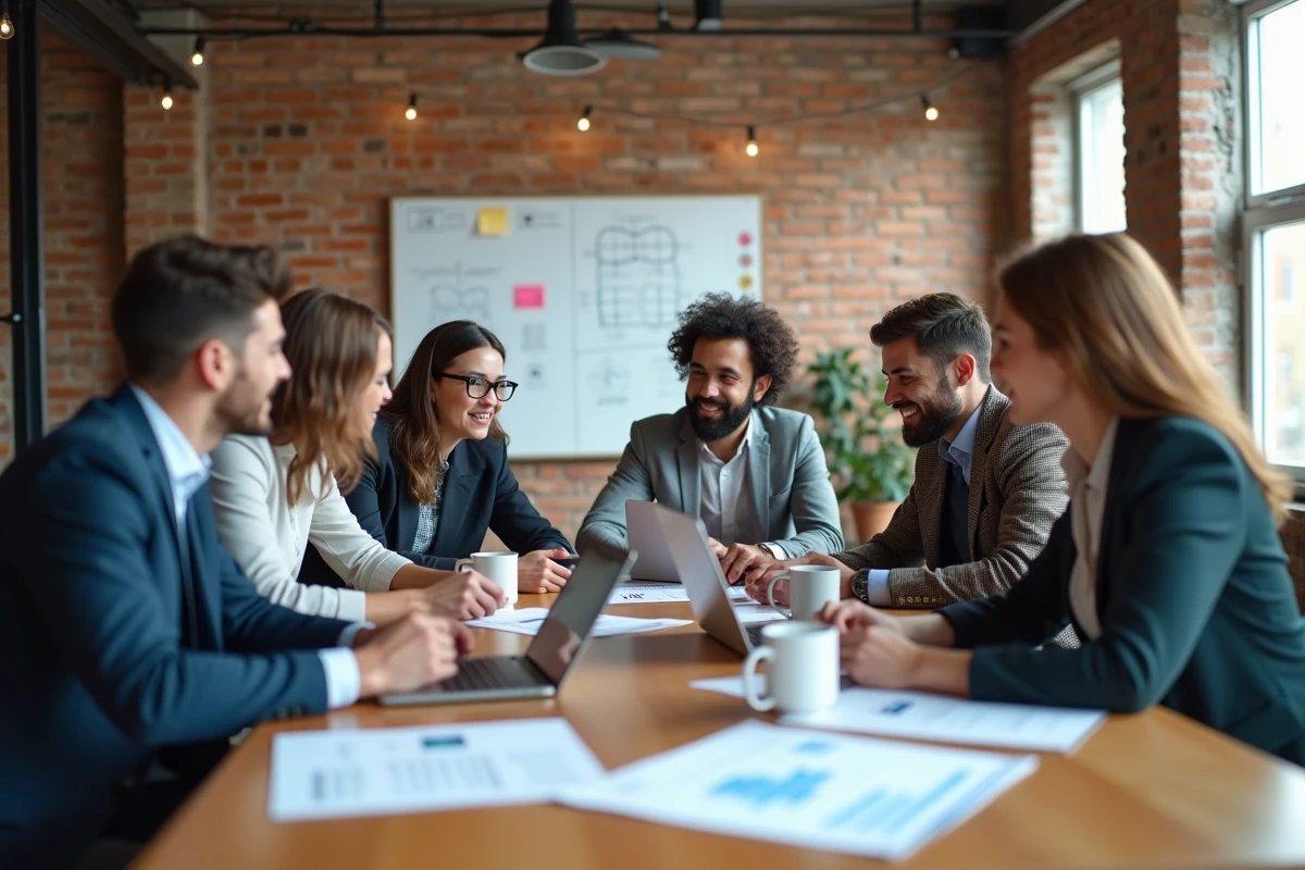 Groupe de jeunes professionnels en réunion de travail