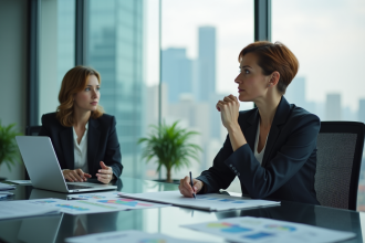 Femme d affaires concentrée dans un bureau moderne