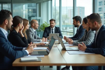 Groupe de collègues divers en réunion de travail