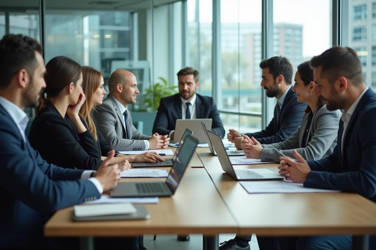 Groupe de collègues divers en réunion de travail