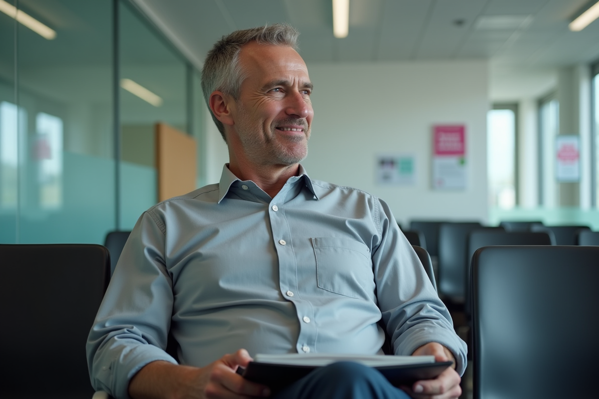 Homme dans une agence d