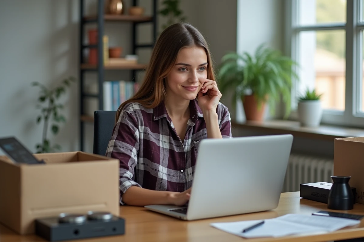 Jeune femme &eacute;crivant une critique d