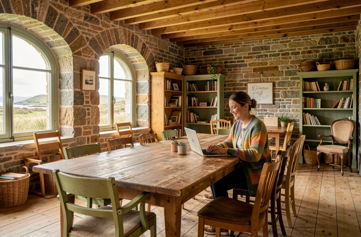 La Fréheloise à Fréhel, espace de coworking dans une salle rénovée avec vue sur la lande côtière bretonne