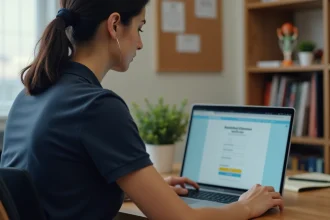 Licenciée FFBB connectée à l'extranet FBI V2 depuis son bureau à domicile