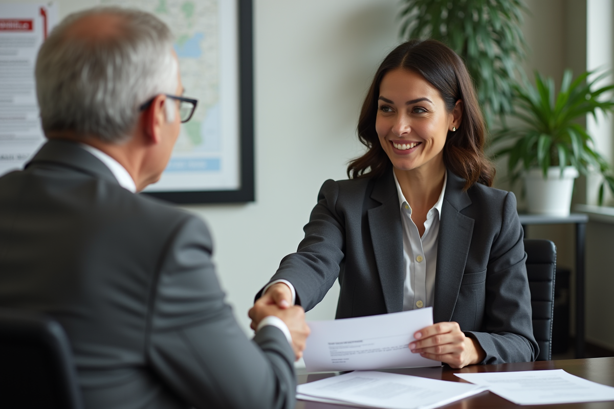 Femme et homme se serrant la main lors d