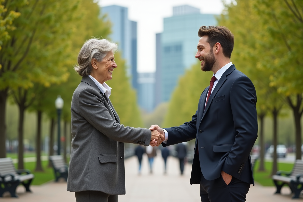 Jeune homme professionnel serrant la main d